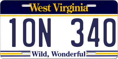 WV license plate 1ON340