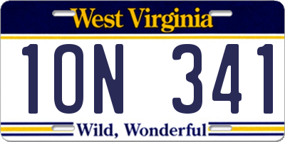 WV license plate 1ON341