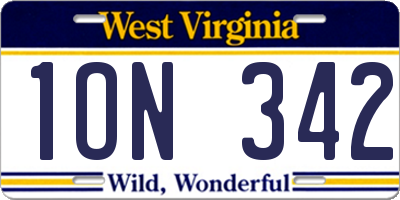 WV license plate 1ON342