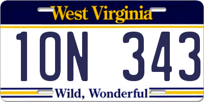 WV license plate 1ON343