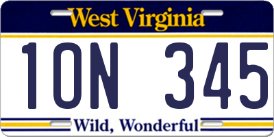 WV license plate 1ON345