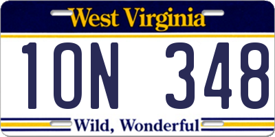 WV license plate 1ON348