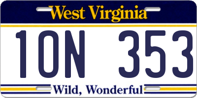 WV license plate 1ON353