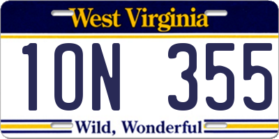 WV license plate 1ON355