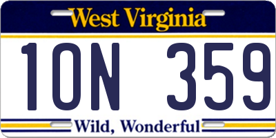 WV license plate 1ON359