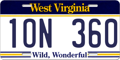 WV license plate 1ON360