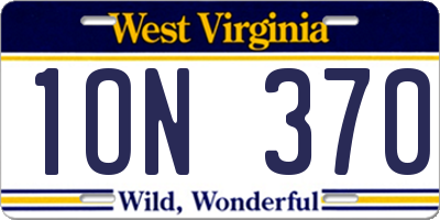 WV license plate 1ON370