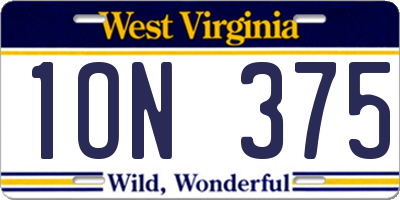 WV license plate 1ON375