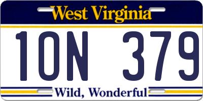 WV license plate 1ON379