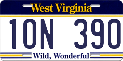 WV license plate 1ON390