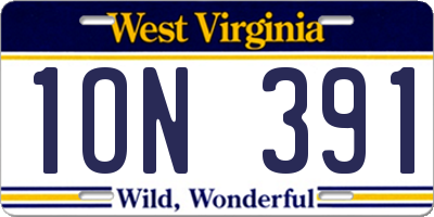 WV license plate 1ON391