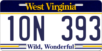 WV license plate 1ON393