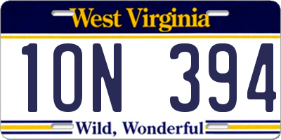 WV license plate 1ON394