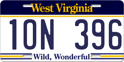 WV license plate 1ON396