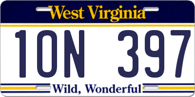 WV license plate 1ON397