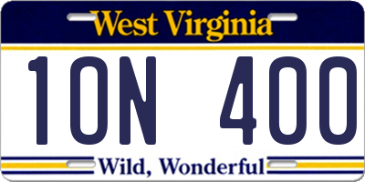 WV license plate 1ON400