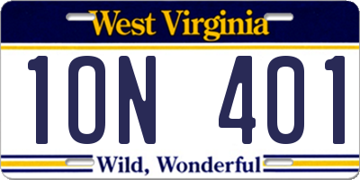 WV license plate 1ON401