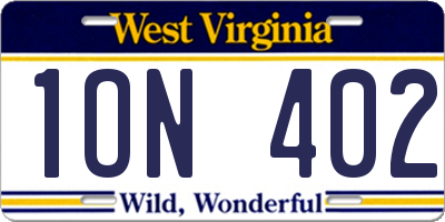 WV license plate 1ON402