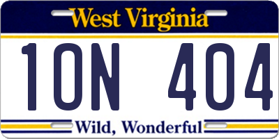 WV license plate 1ON404