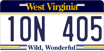 WV license plate 1ON405