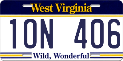 WV license plate 1ON406