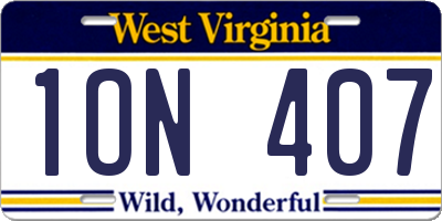 WV license plate 1ON407