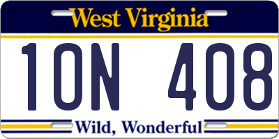 WV license plate 1ON408