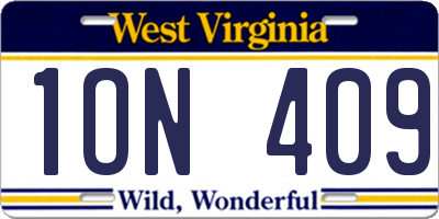 WV license plate 1ON409