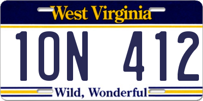WV license plate 1ON412