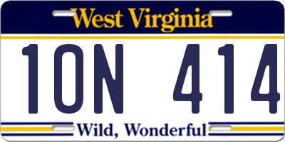 WV license plate 1ON414