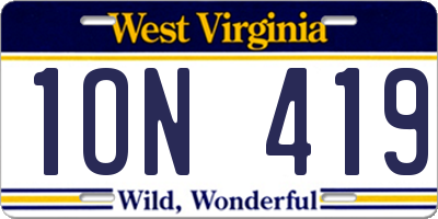 WV license plate 1ON419