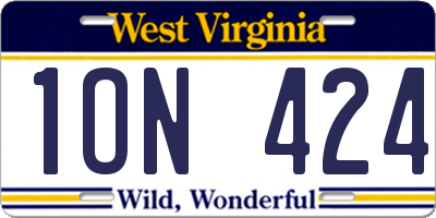 WV license plate 1ON424