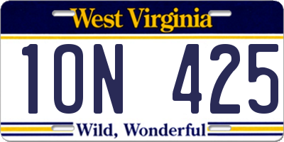 WV license plate 1ON425