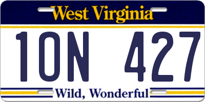 WV license plate 1ON427