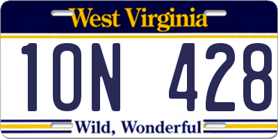 WV license plate 1ON428