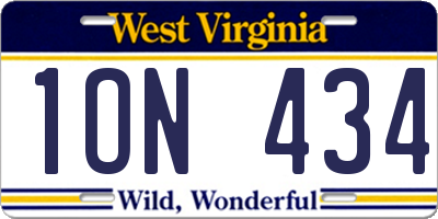 WV license plate 1ON434