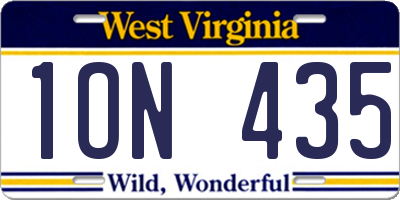 WV license plate 1ON435