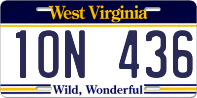 WV license plate 1ON436