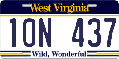 WV license plate 1ON437