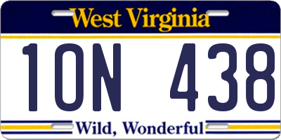WV license plate 1ON438