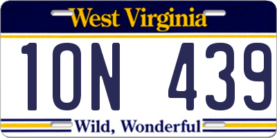 WV license plate 1ON439