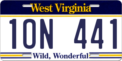 WV license plate 1ON441