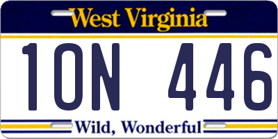 WV license plate 1ON446