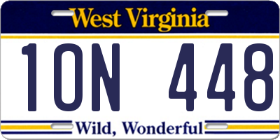 WV license plate 1ON448