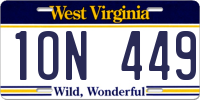 WV license plate 1ON449
