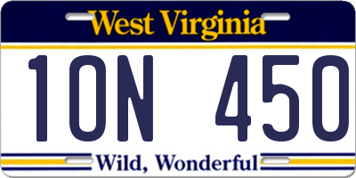 WV license plate 1ON450