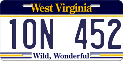 WV license plate 1ON452