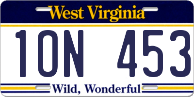 WV license plate 1ON453