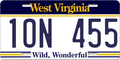 WV license plate 1ON455