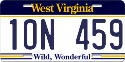 WV license plate 1ON459